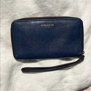 Coach Dark Blue Wristlet Wallet